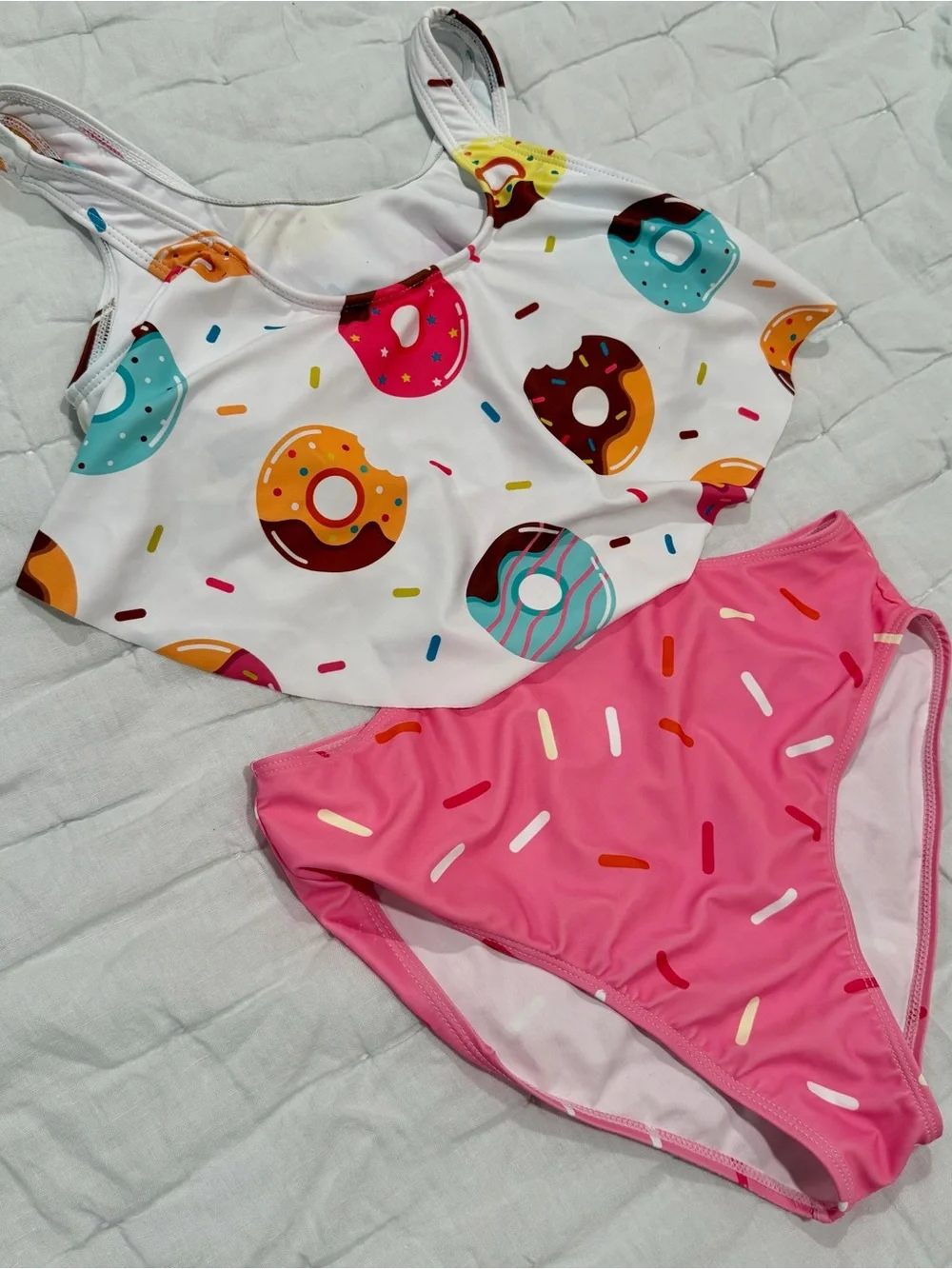 Girls swimsuit 11 12 donut sweets sprinkles bathing suit bikini one piece